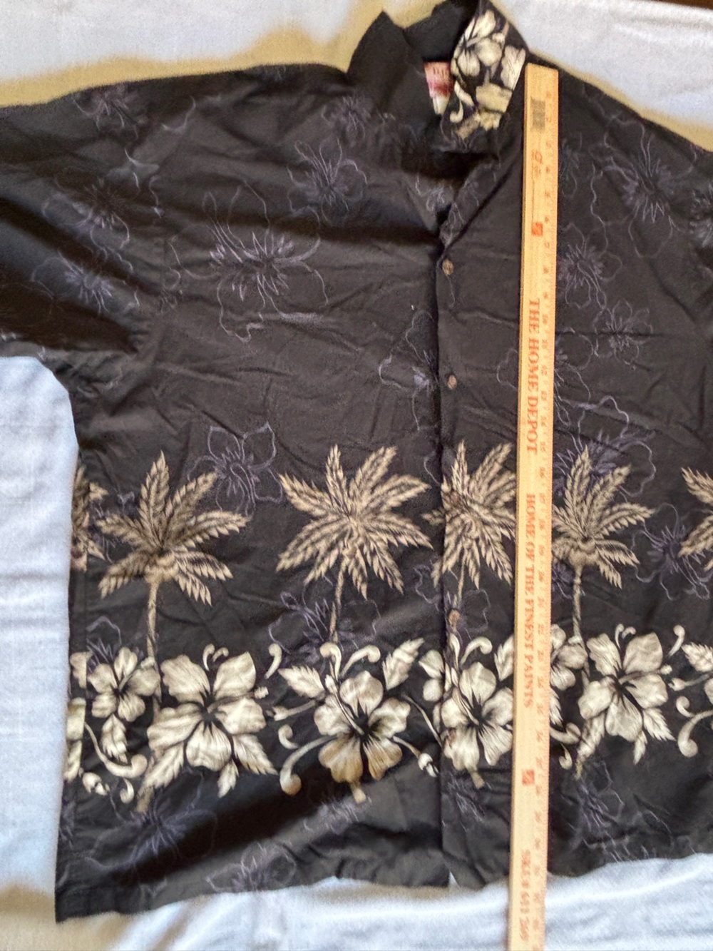 Vintage Hawaiian Black Cotton Button up Shirt ~ Men’s 3X - Picture 7 of 13